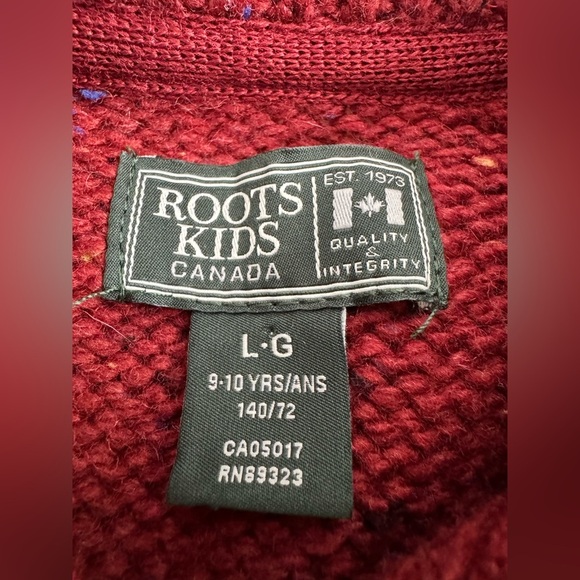 Kids Roots Canada Wool Blend Button Up Crew Neck Spring Cardigan Sweater - Picture 7 of 9